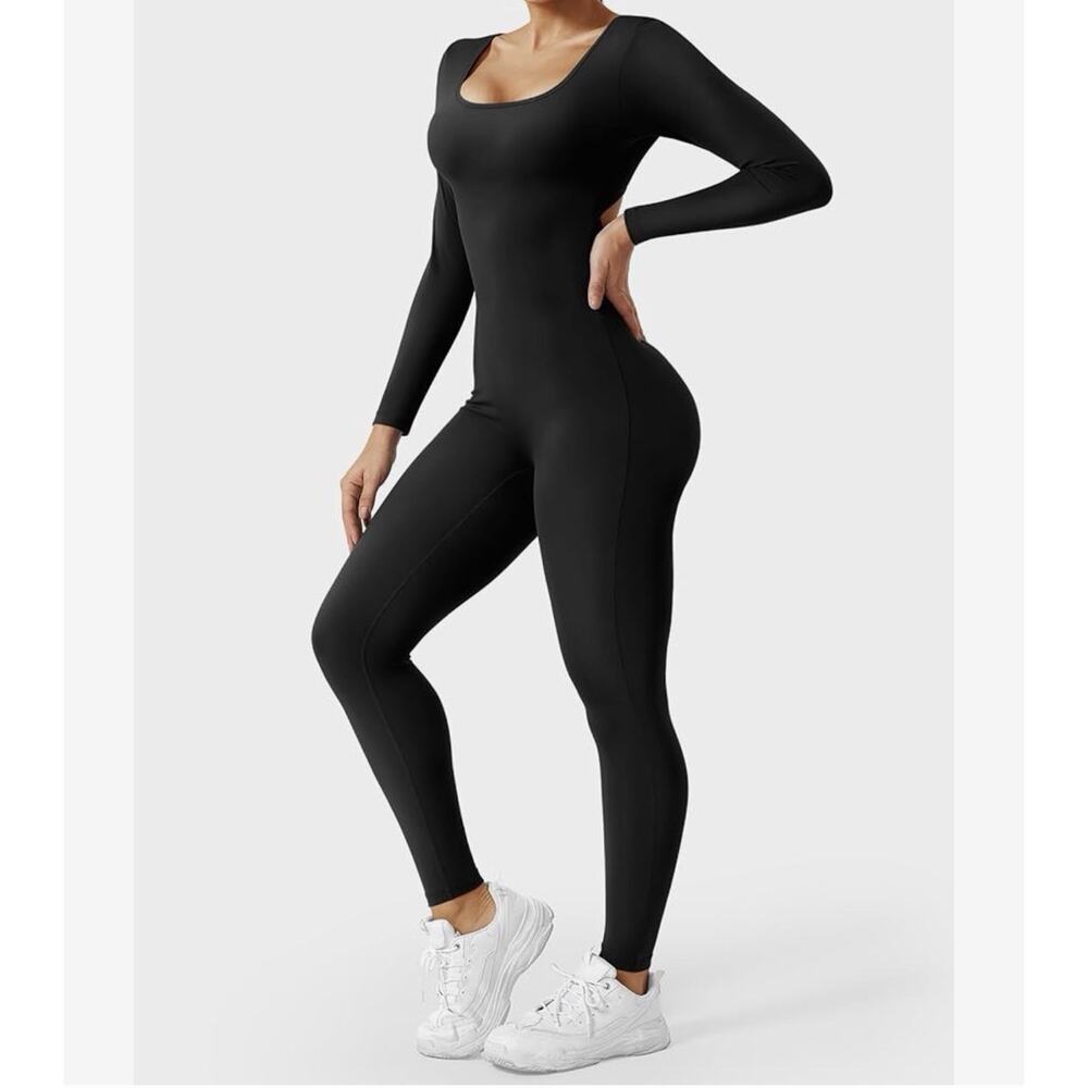 Women’s Long Sleeve One Piece Bodysuit Size Medium Black